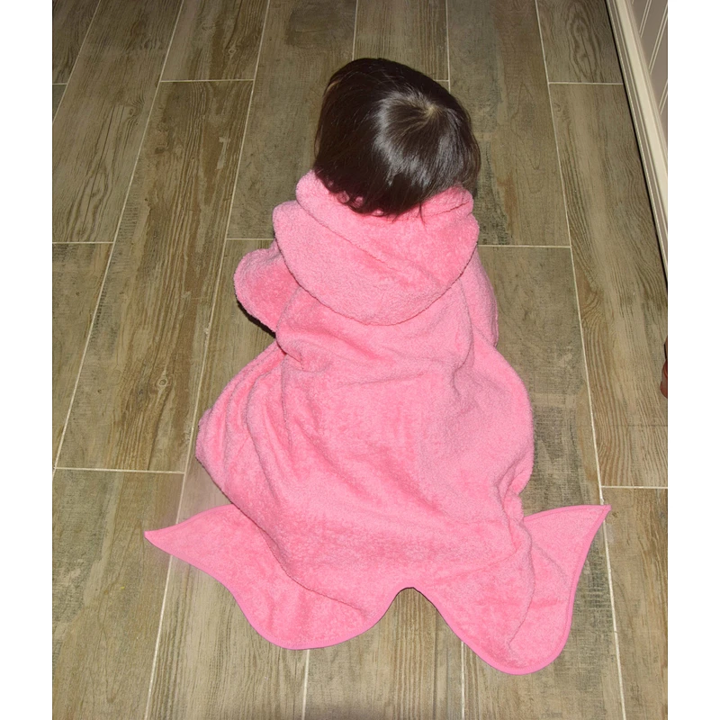 Cute Girls pinky Terry bamboo hooded towel
