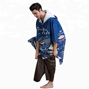 Adult toweling Surfing Beach printed poncho