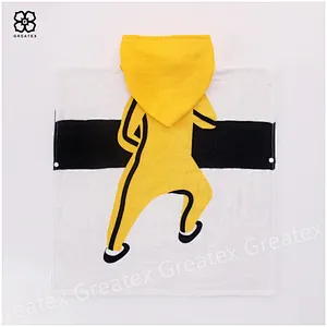 Top quality high absorbency discount children cartoon printing poncho robe