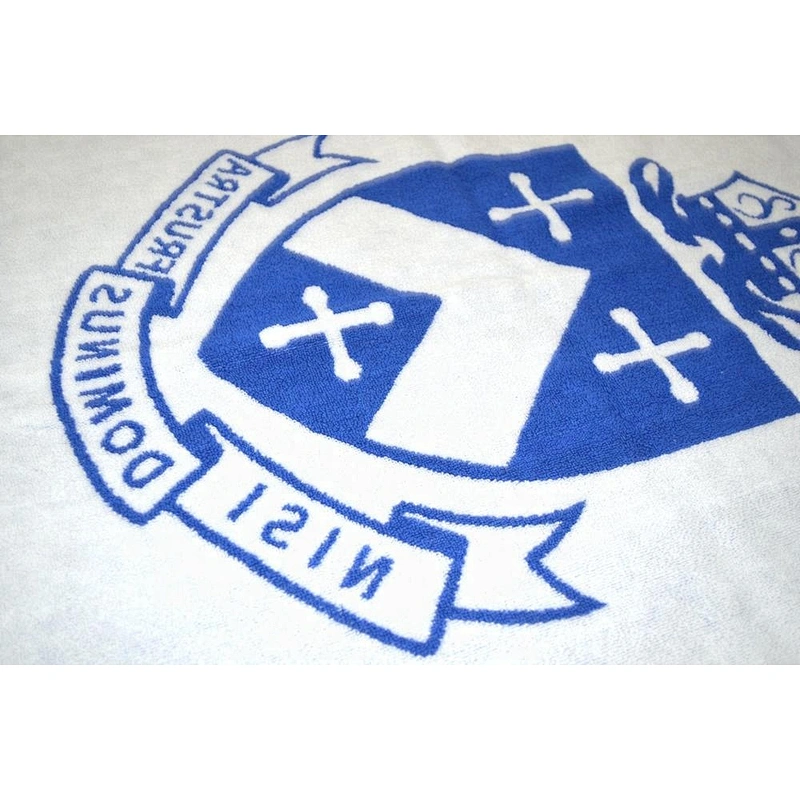 New Arrived OEM Blue and white Terry Logo Embossed bath towel