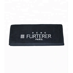 Wholesale hot sale 100%cotton Customized logo Bleach safe black salon towel