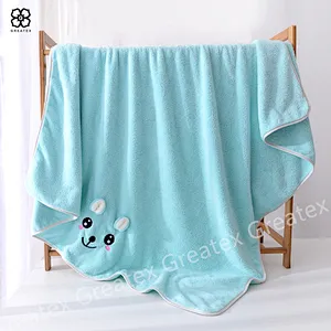 High quality hot sale embroidery animal face set baby kids bath towel soft