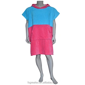 New arrived Bright Colored Coton Toweling Hooded Poncho Surf for beach