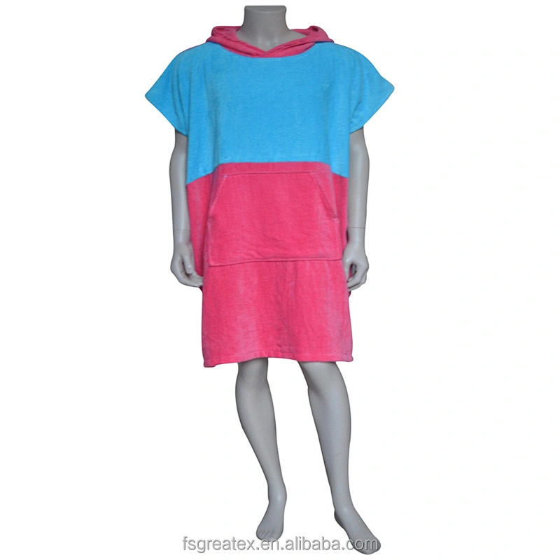 New arrived Bright Colored Coton Toweling Hooded Poncho Surf for beach