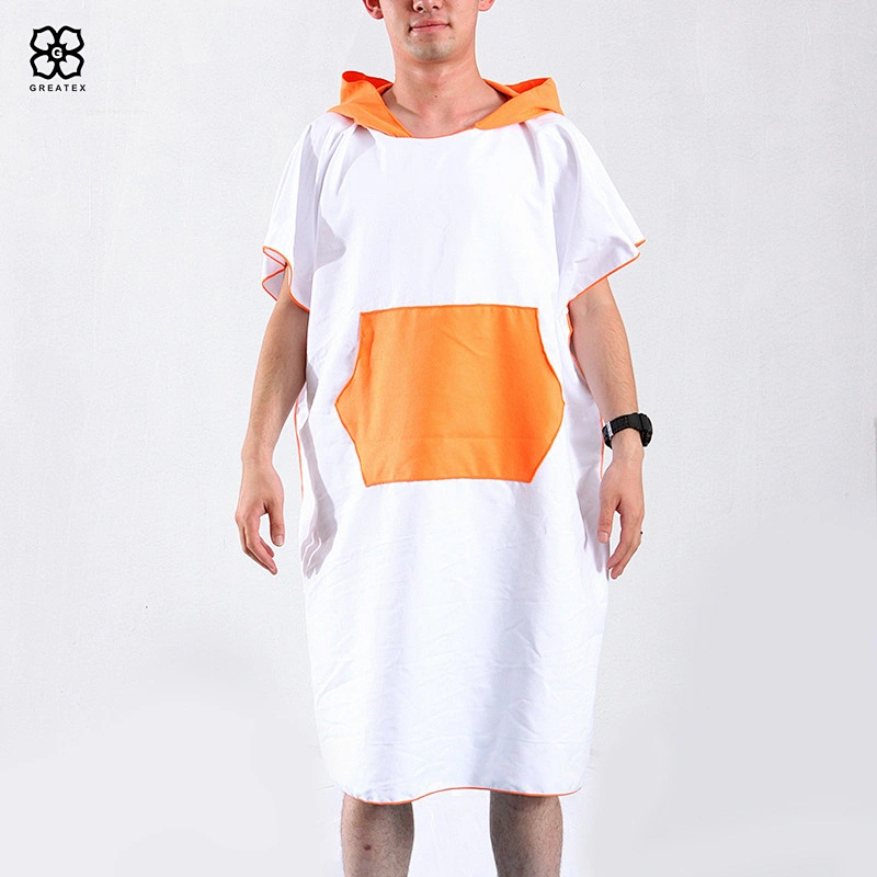 Promotional quick dry and convenient microfiber surf robe with hood