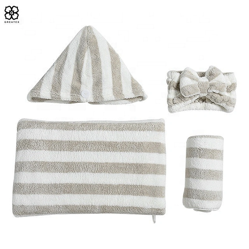 Custom pattern skin-friendly hair dry towel set for woman