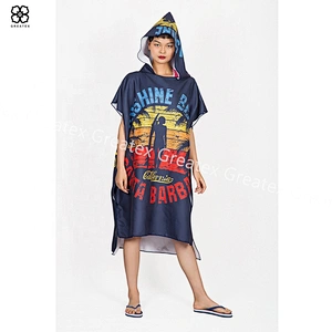 Premium Amazon hot sale custom microfiber hooded changing robe surf poncho