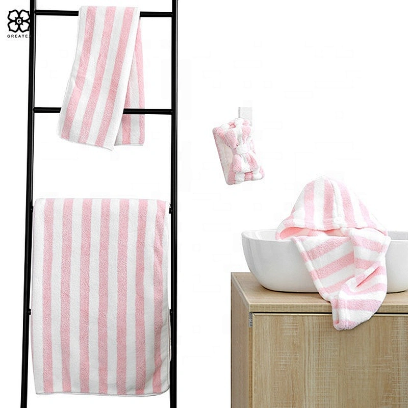 Custom made soft hair wrapped towel set with pattern