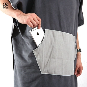 Promotional quick dry and convenient microfiber surf robe with hood