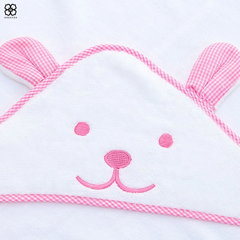 Wholesale skin-friendly natural cotton material kids hooded towel for bath