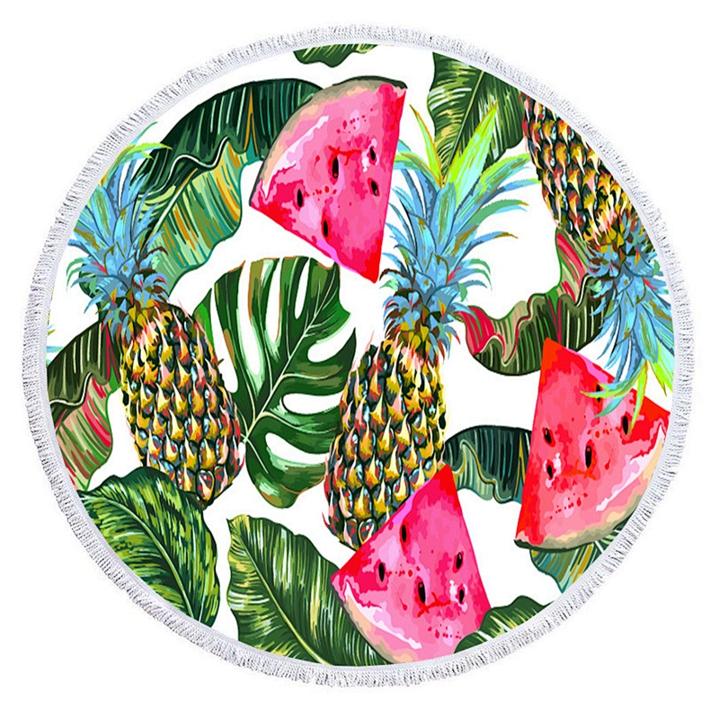 Best selling round shape fasion printing microfiber beach towel for adults