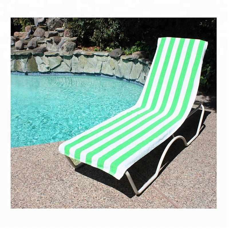 Good quality terry stripe Cotton beach towel lounge chair cover