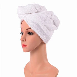 Cotton terry white ponytail Drying Shower cap