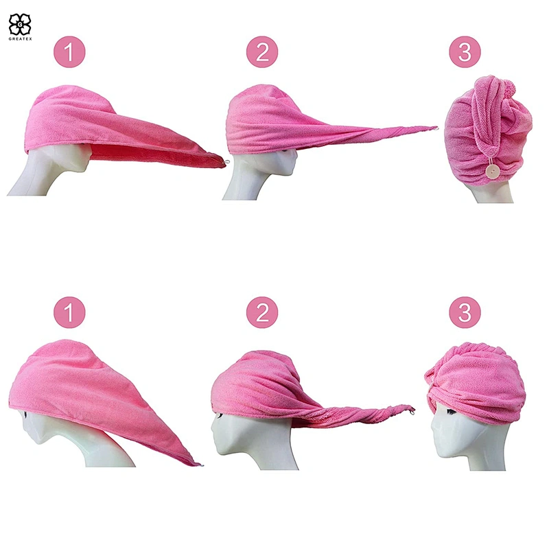 New arrival high quality microfiber soft hair drying towel turban wrap with button