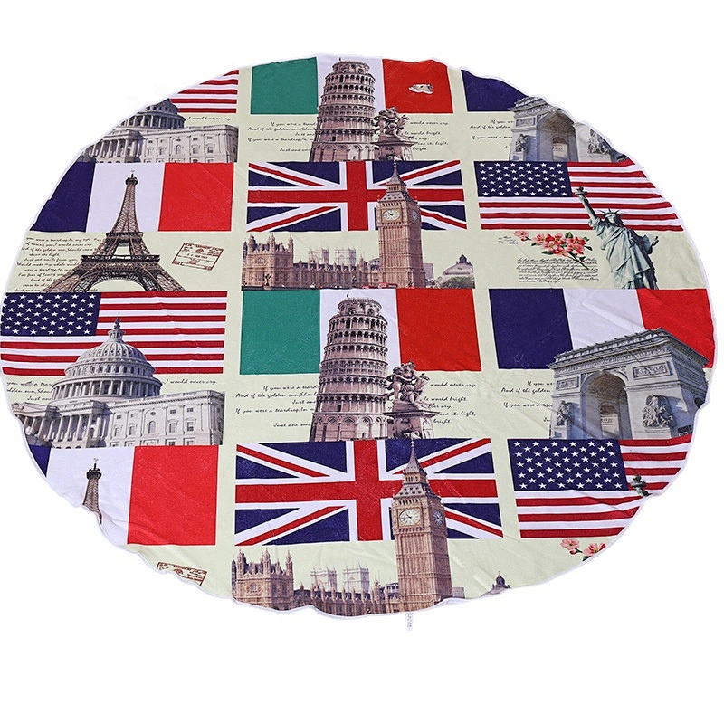 Hot sell soft plush giant round beach towel for kids or adults