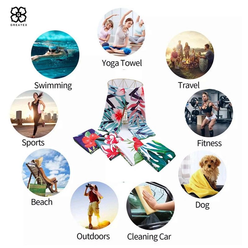 2020 hot selling rectangular seaside holiday microfiber beach towel with custom logo