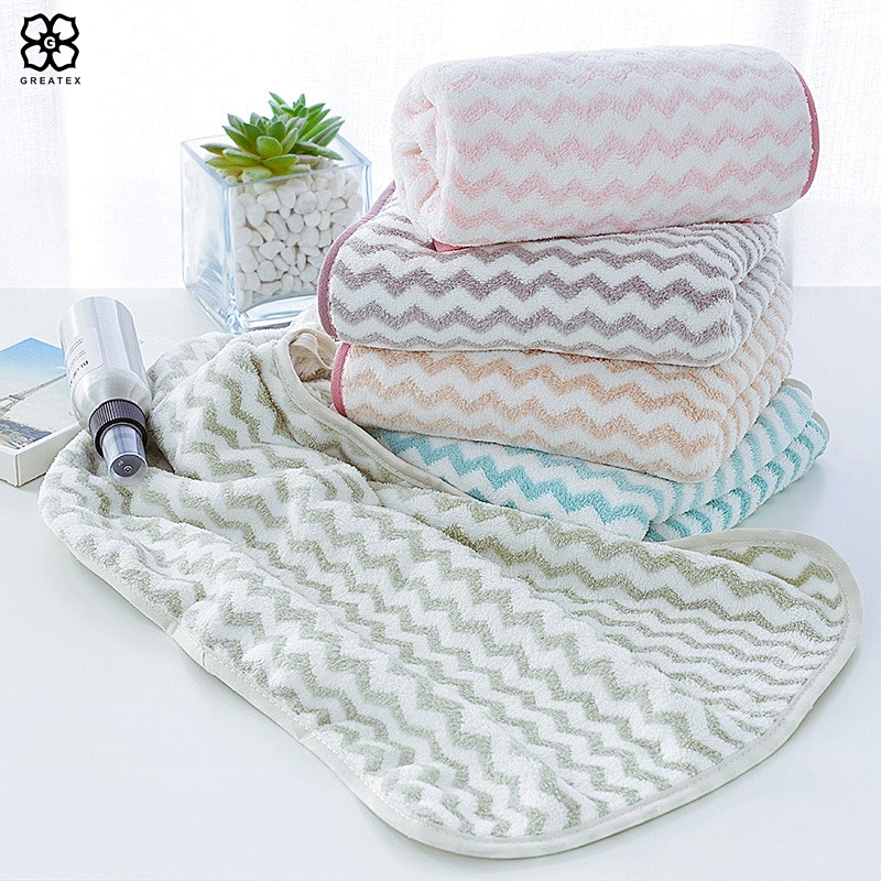 Hot sell popular quick dry simple chevron bath towel hand towel set