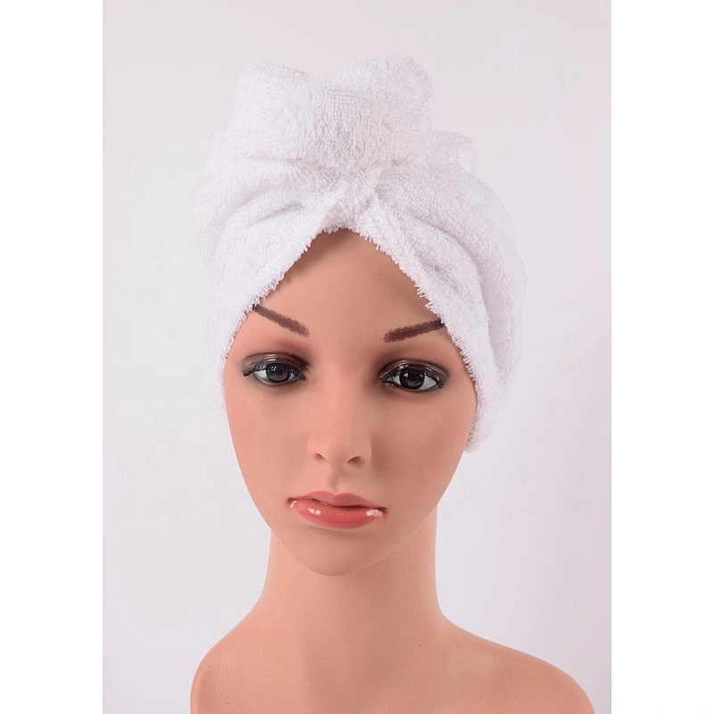 Spa Drying Plain Terry Cotton Hair Towel white