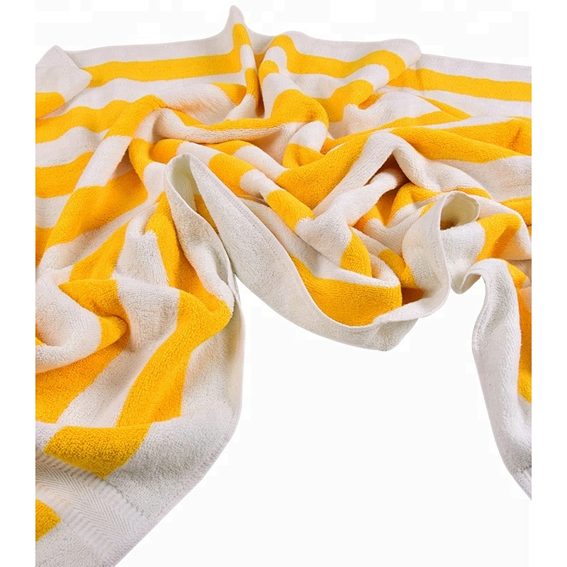 100%cotton yellow stripe pool children bath towel