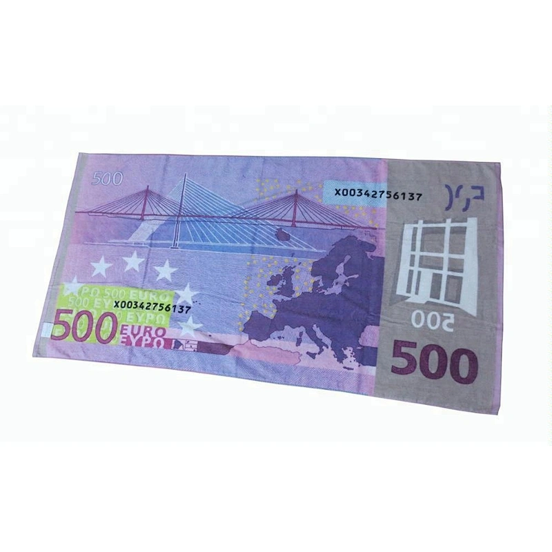 100% baumwolle 500 Dollar Full color printed beach towel