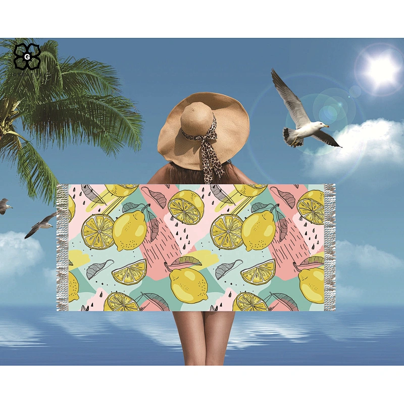 Summer ladies solar unique rectangular microfiber beach towel for swimming