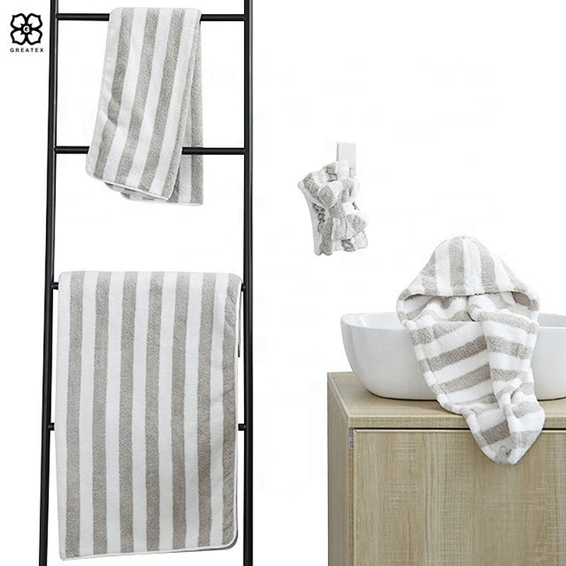 Custom made soft hair wrapped towel set with pattern