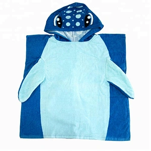 Adorable Animal Design Ocean Blue 100% Cotton Baby cape