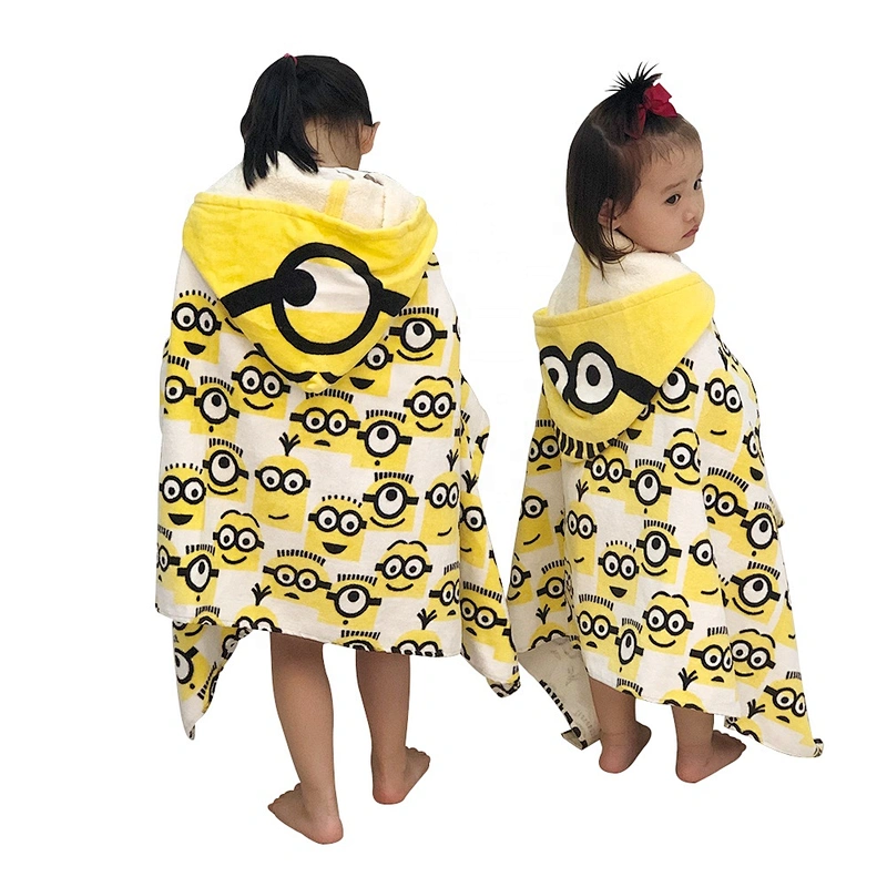 Animal print cotton kids poncho baby hooded bath towel