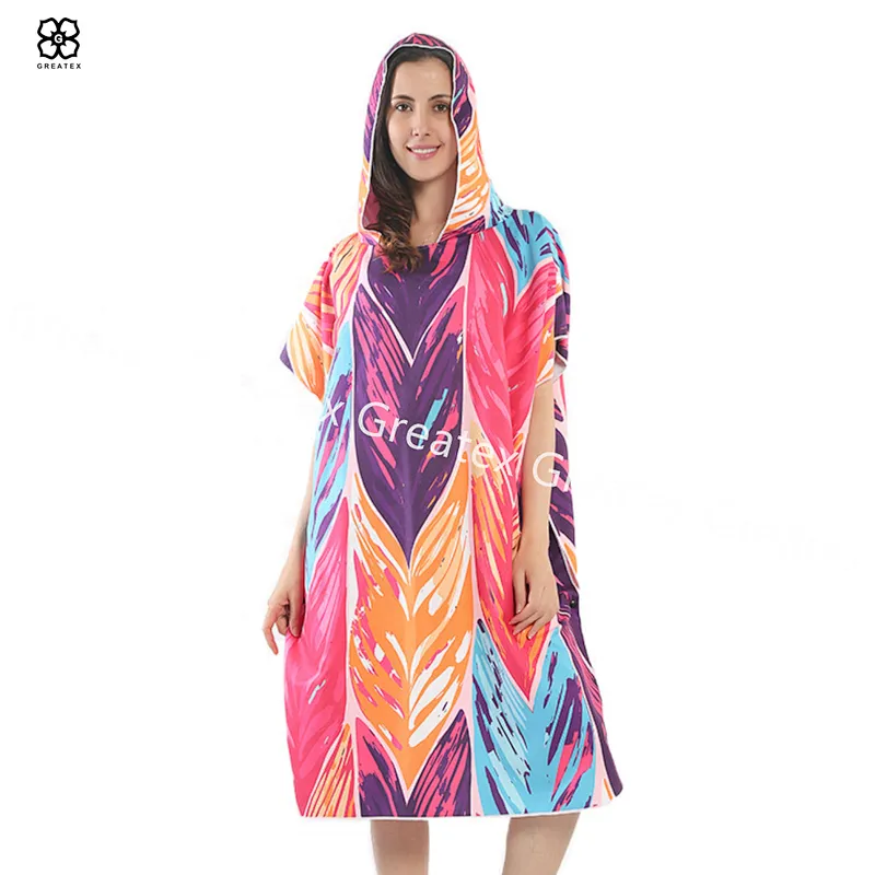 High quality custom printing microfiber quick dry surf poncho camouflage