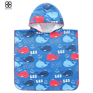Custom pattern skin-friendly kids beach changing surf poncho