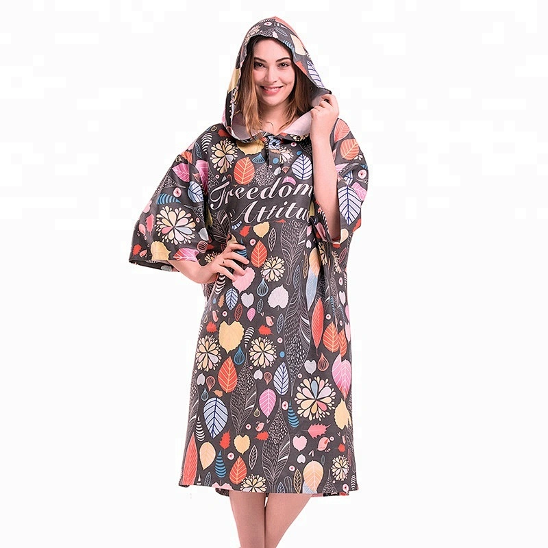 Windproof Extra large Hooded surf poncho beach towel for adults