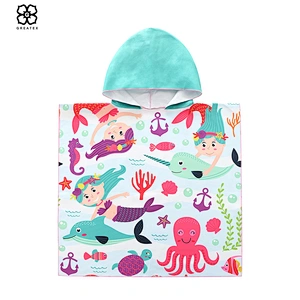 Wholesale printed cartoon children surfing robe bath poncho