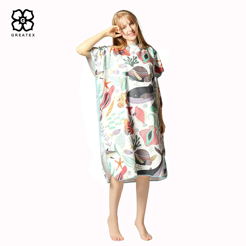 OEM unique pattern microfiber surfing poncho changing robe for adults