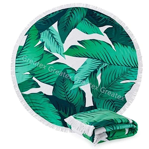 Factory hot sale fashion floral printing round beach towel with tassel