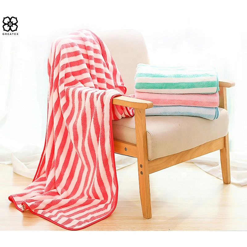 Factory directly offer standard polyester light-weighted striped bath towel