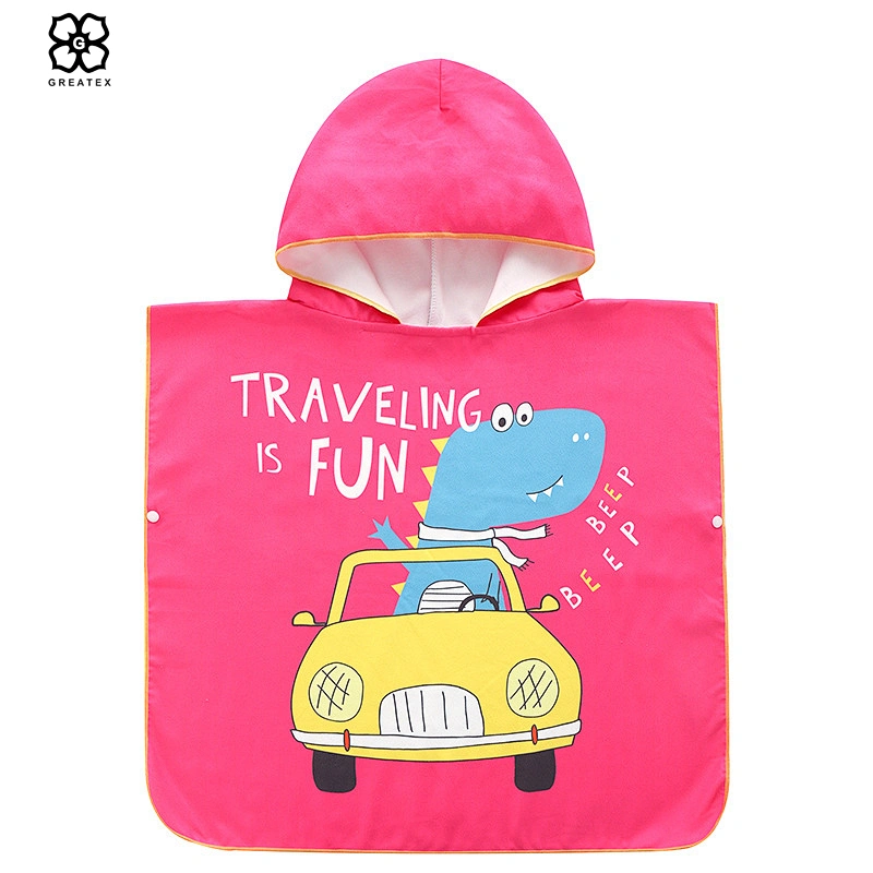 Wholesale special promotional funny pattern children surf poncho in beach