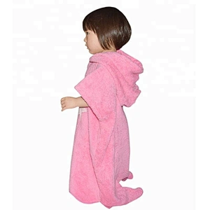 Premium 100%cotton Pink Kids poncho Baby Bath Hooded towel