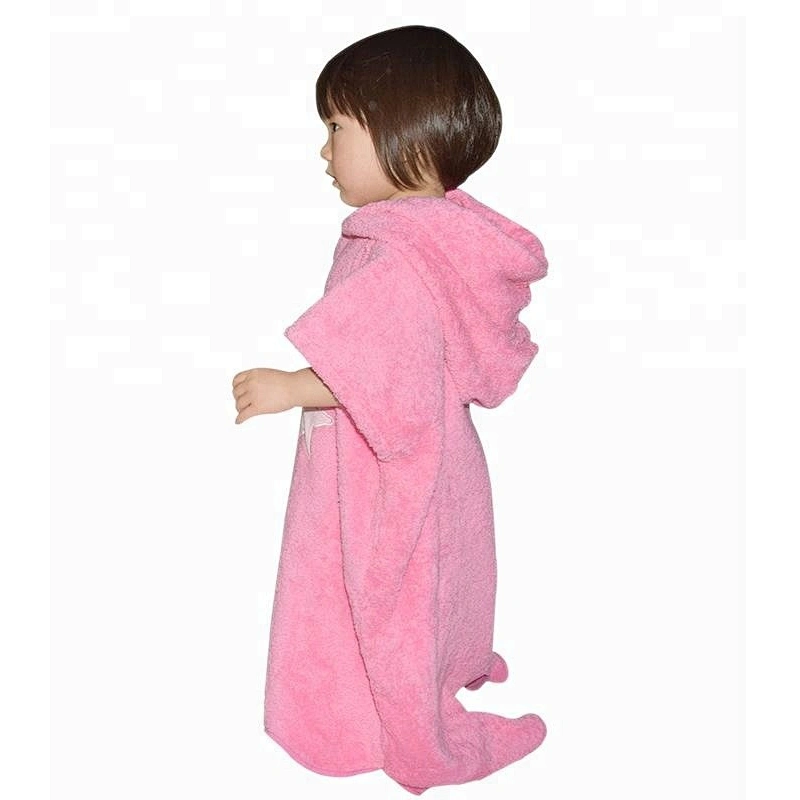 Premium 100%cotton Pink Kids poncho Baby Bath Hooded towel