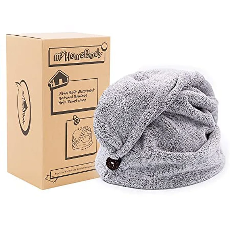 Best sale promotional women bath bamboo deluxe hair towel turban wrap