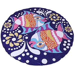 Super cute fashion custom cartoon printing microfiber round big size beach towel