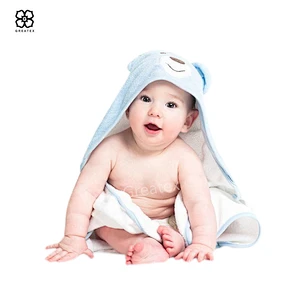 Organic bamboo cotton bathrobe hooded towels for baby and children