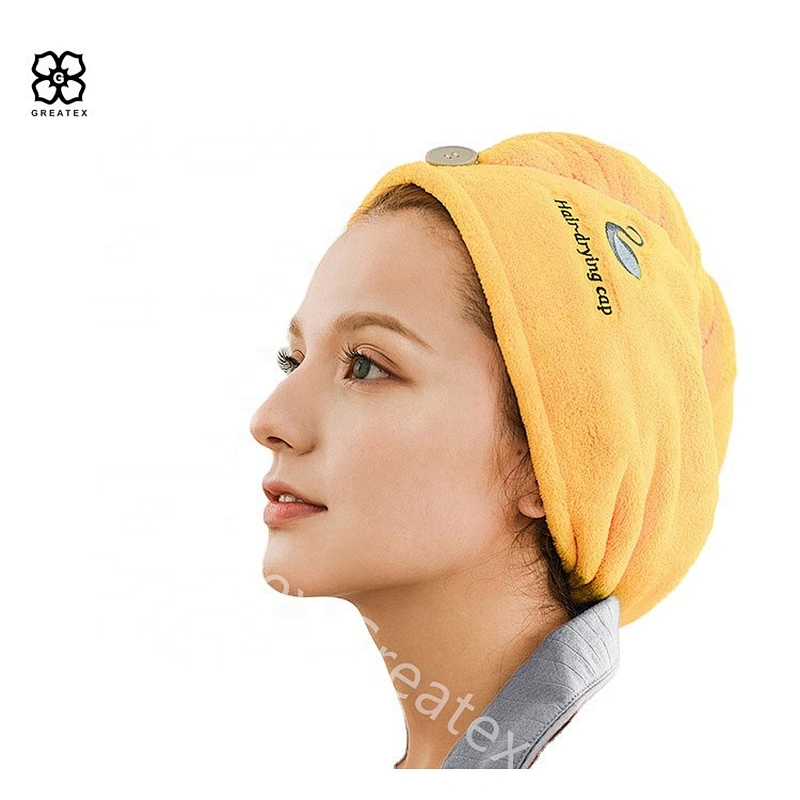 2020 Popular custom embroidery absorbent hair towel turban wrap