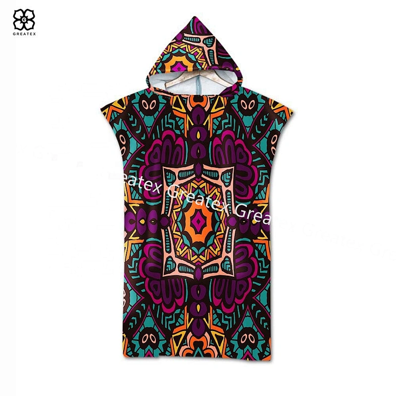 Wholesale cartoon printing beach changing robe poncho towel long