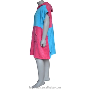 New arrived Bright Colored Coton Toweling Hooded Poncho Surf for beach