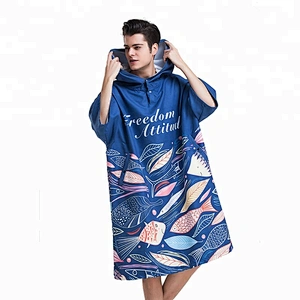 Adult toweling Surfing Beach printed poncho