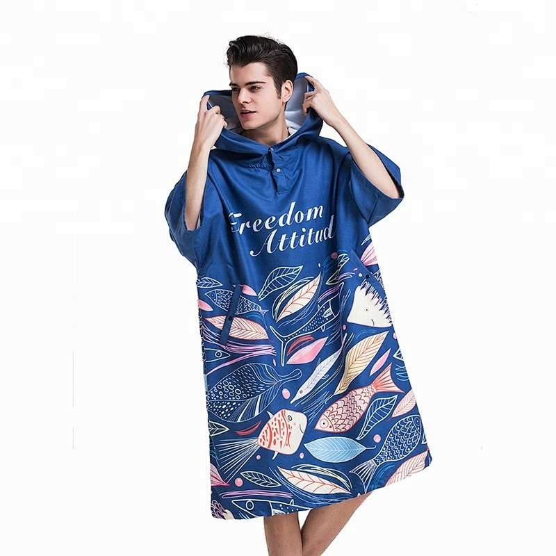 Adult toweling Surfing Beach printed poncho