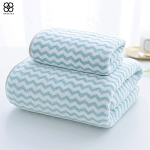 Hot sell popular quick dry simple chevron bath towel hand towel set