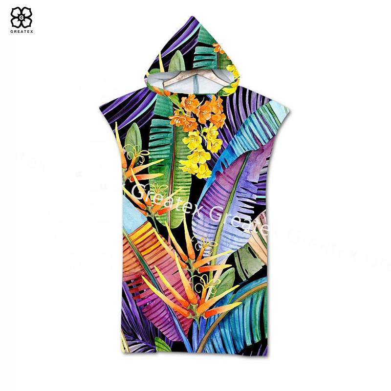 2020 Newest product quick-dry printing microfiber surf poncho with hood
