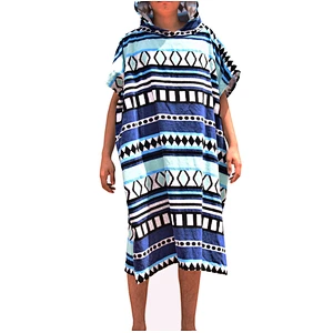 Wholesale 100%cotton stripe printed hooded poncho towel for adults