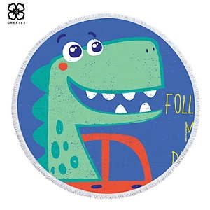 Wholesale printed cartoon roundish beach mat for kids or adults